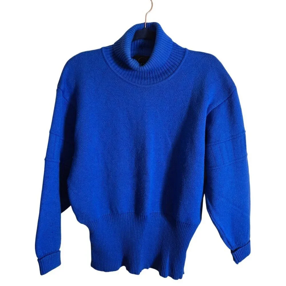 Bogner Vintage Italian Yarn Wool Blend Turtleneck Ski Sweater Royal Blue Size L